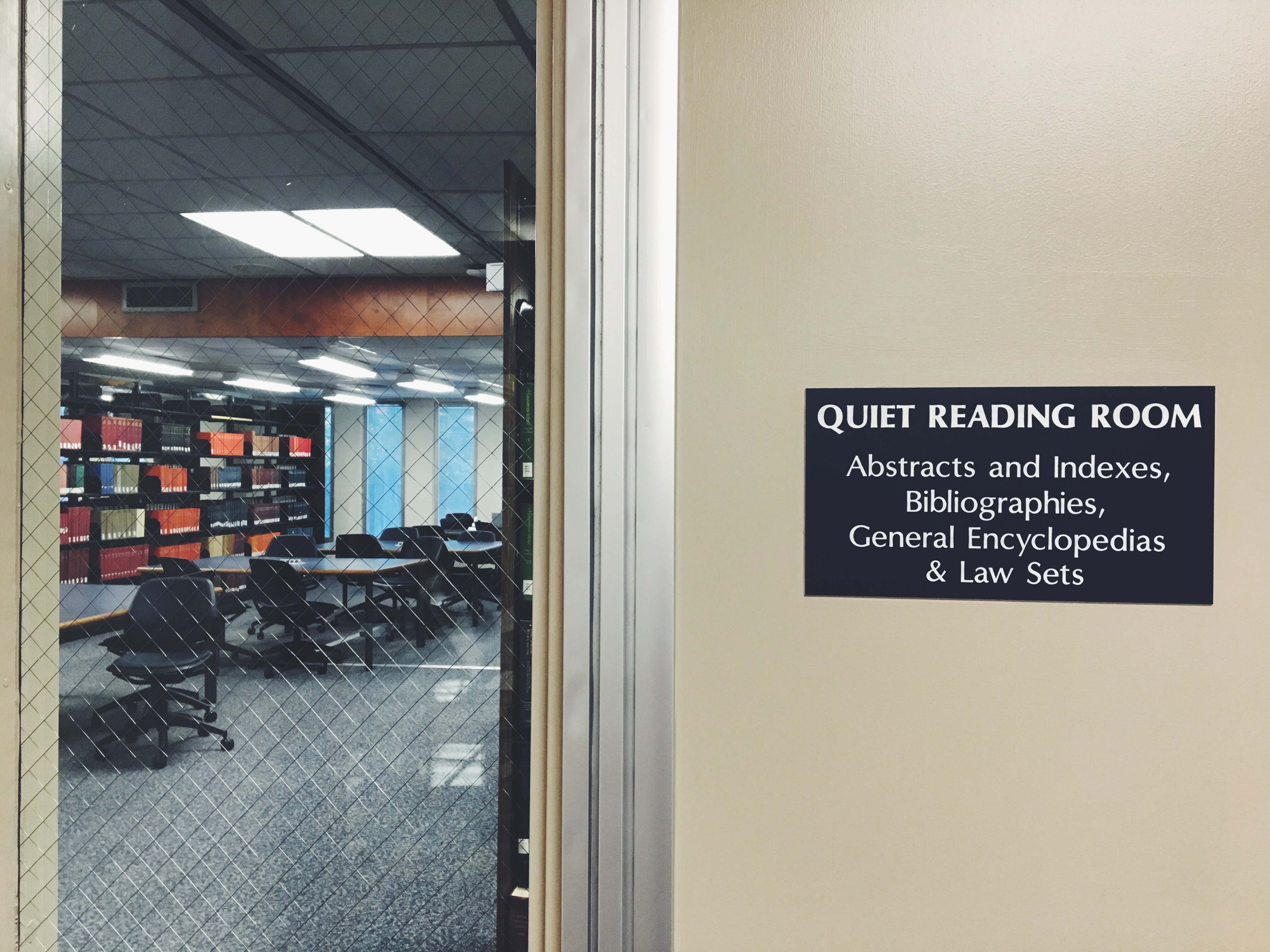 West Chester study spots: the quiet reading room on the second floor of Francis Harvey Green Library 